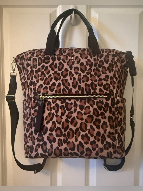 kate spade Handbags - NWT- kate spade Chelsea Leopard Print Nylon Backpack Tote - Brown/Black